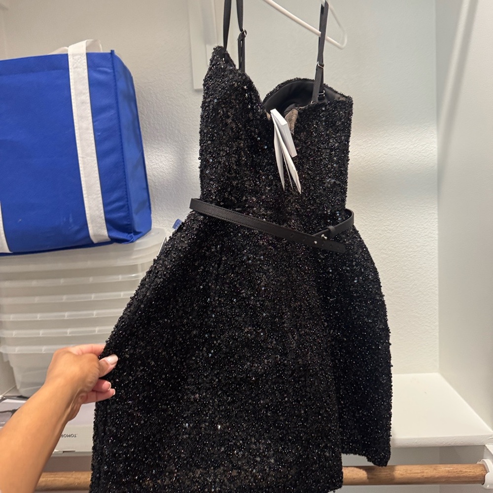 NADINE MERABI Tara Black Sequin Mini Dress - Picture 14 of 15